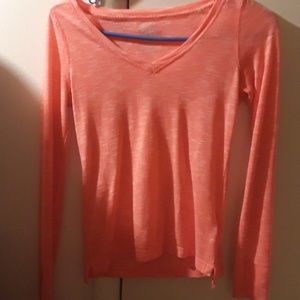 Hot Pink VNeck Long Sleeve T-shirt